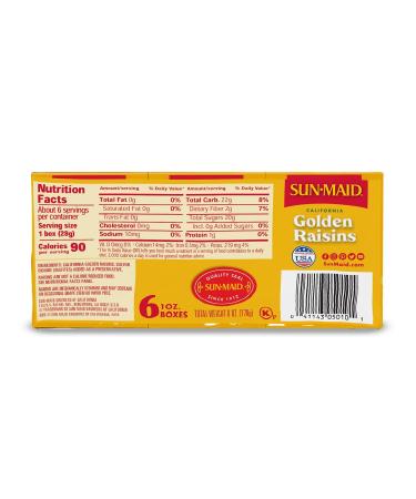 Sun-Maid California Dried Golden Raisins - 1 oz Boxes, 6 ct - No Added Sugar, Naturally Sweet Fruit (Pack of 6) - Buy Online on GoSupps.com