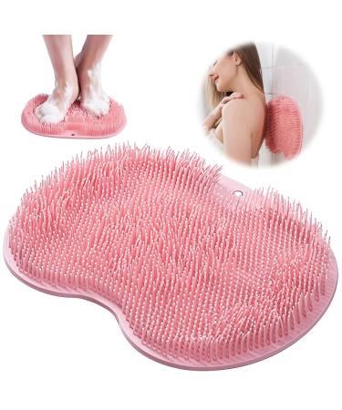 Leonshco foot brush for the shower back scrubber for shower with non -slip suction cups - cleans massages the feet without bending down improves blood flow to the feet and relieves tiredness (red)