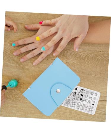 Mikinona 2pcs Nail Art Card Holder Stamping Plates Organizers Nail Template Bags Stamping Plates Storage Bag Cases Nail Plate Storage Bag Nail Art Stamper Pouches Pu Printing Printed Bag Sky-blue 14.5X9.5X1.8CM - Buy Online on GoSupps.com