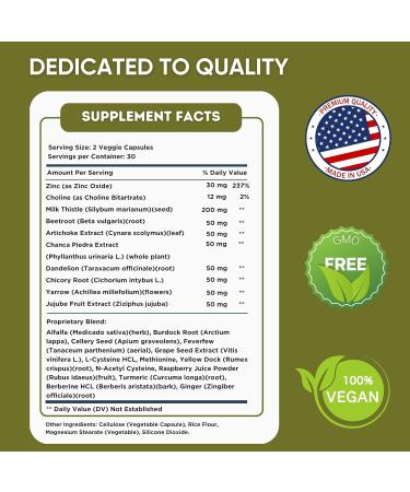 Liver Support - Natural Milk Thistle and Zinc Supplement - Helps Detox and Cleanse The Liver Supports Digestive Health and Detoxification - 60 Veggie Capsules (30 Days Supply) (2) - Buy Online on GoSupps.com