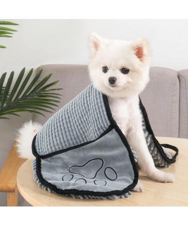 YSQEVN Extra Absorbent Pet Bath Towel - Chenille Microfiber Towel with Hand Pockets for Dogs & Cats | International Shipping Available - Buy Online on GoSupps.com