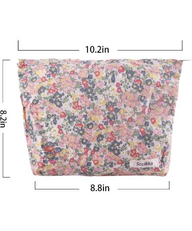 DFIDn Velvet Makeup Bag - Large Capacity Canvas Cosmetic Organizer Travel Toiletry Purse, Beige Smile - Buy Online on GoSupps.com
