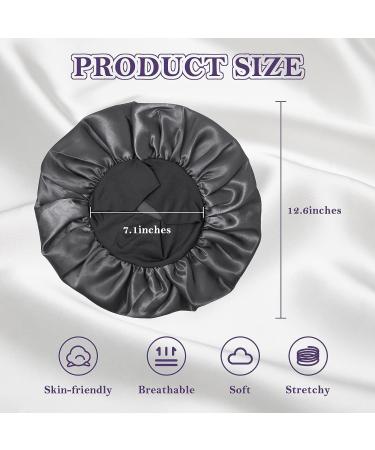 2Pcs Silk & Satin Bonnets for Sleeping | Silk Hair Wrap for Curly Hair | Soft Elastic Band | Black Wine Red - Buy Online on GoSupps.com