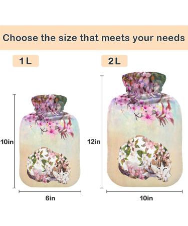 Naanle Hot Water Bottle with Cherry Blossom Cat Cover - 2L for Back Pain Relief Hand & Foot Warmer Neck Comfort & Cold Therapy - Buy Online on GoSupps.com