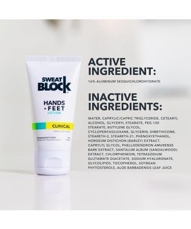 SweatBlock Antiperspirant Lotion for Hands & Feet | CLINICAL STRENGTH for Men & Women | Hyperhidrosis Aid to Stop Excessive Sweating (2 Pack) 1.69 Fl Oz (Pack of 2) Original Hand & Foot Lotion - Buy Online on GoSupps.com