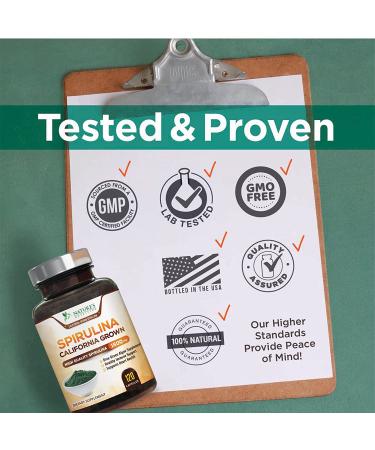 Premium 1500mg Spirulina Capsules - Antioxidants, Protein, Fatty Acids, Fiber & Vitamins - Non-GMO & Vegan - 120 Capsules - Buy Online on GoSupps.com