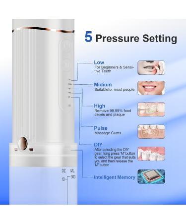 Water Flossers for Teeth - Portable 320ML Oral Irrigator with 5 Modes Type C Rechargeable & IPX7 Waterproof - Buy Online on GoSupps.com