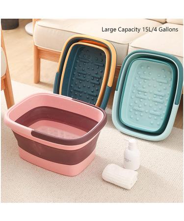 Collapsible 15L Foot Bath Basin with Handle | Portable Green Foot Soak Tub | Durable Plastic Foot Bucket for Massage - Buy Online on GoSupps.com