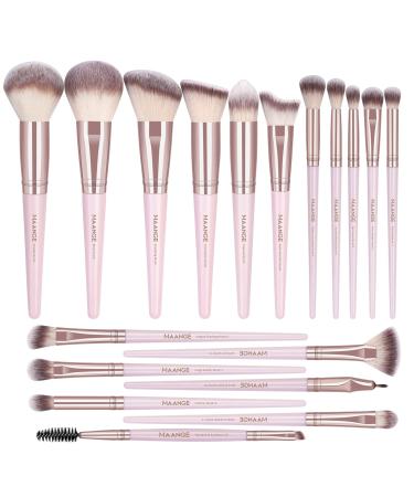 MAANGE 18 Pcs Make up Brushes Premium Synthetic Professional Makeup Brushes Sets Face Powder Blush Eye Shadow Makeup Brush Set Pink