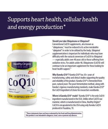 Healthy Origins CoQ10 300 mg - Heart Health & Energy Supplement - Gluten-Free Non-GMO - 150 Softgels - International Shipping Available - Buy Online on GoSupps.com