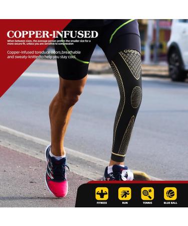 Buy SKDK Copper Full Leg Sleeves - Long Compression Knee Sleeves for Men & Women | Arthritis Cycling Basketball & Football Support | Reduce Varicose Veins & Swelling - XXX-Large (1 Pair - Buy Online on GoSupps.com