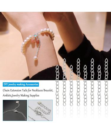 100Pcs Stainless Steel Necklace Bracelet Chain Extender Set - Silver Jewelry Making Supplies - Buy Online on GoSupps.com