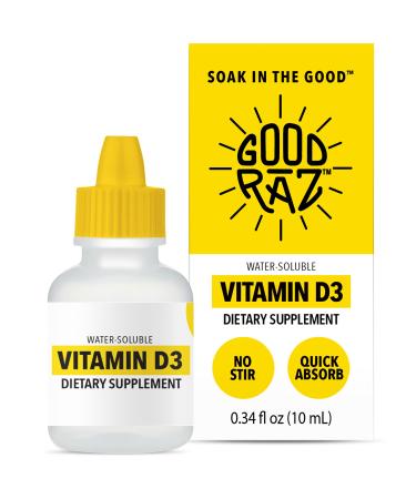 Good Raz - Vitamin D Drops Adult - Water-Soluble Liquid D3 Drops - Potent Vitamin D Liquid Drops - No Stir Non-GMO Kosher - D3 Liquid to Add to Drink Or Food Flavorless - 4-Month Supply (1)