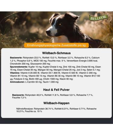 Bellfor Food Set for Bearded Collie - Grain-Free Dry Food with Salmon & Trout 4 kg + Soft Treats 200 g + Skin & Coat Care Additive 80 g - Buy Online on GoSupps.com