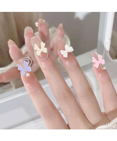 Lusofie 3D Bow Nail Charms Decoration Pearl Nail Art Stickers Nail Charms Women Girls Nail Salon DIY Nail Decorations Craft Jewels Supplies - Buy Online on GoSupps.com