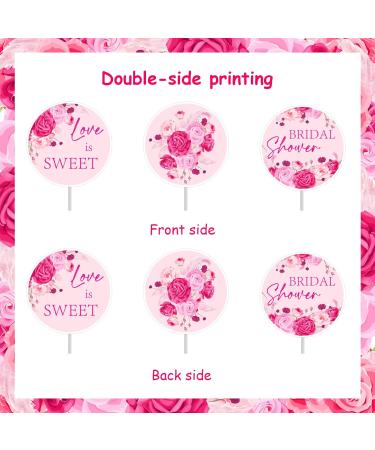 Cheereveal Hot Pink Bridal Shower Decorations - 36 Pack Bridal Shower Cupcake Toppers Love is Sweet Cupcake Dessert Picks Bachelorette Wedding Engagement Party Supplies - Buy Online on GoSupps.com
