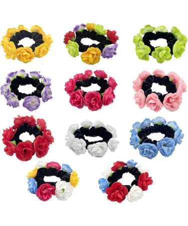 amangul Large Artificial Flower Scrunchies for Women Elastic Hair Scrunchy Bobbles Ponytail Holder Fashion French Style Hairband(Rose Red) - Buy Online on GoSupps.com