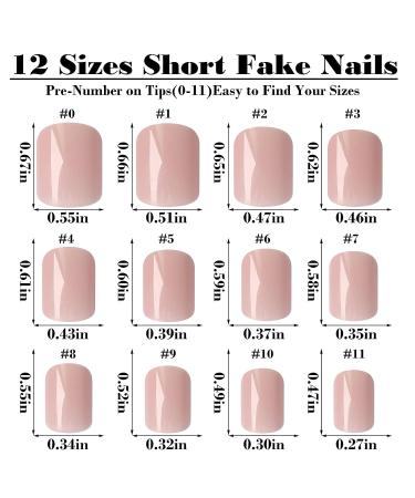 Bellelfin 240pcs Nude Pink Short Square Press on Nails with Adhesive Tabs - Glossy False Nail Tips for Women and Girls - Buy Online on GoSupps.com