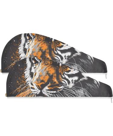 Fiercely Tiger Hair Towel 2 Pack - Super Absorbent Quick Dry Hair Turbans for Women & Girls | Perfect Hair Drying Solution - Buy Online on GoSupps.com