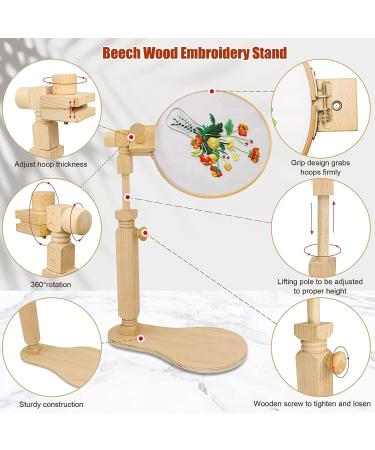 Rotating Cross Stitch Embroidery Hoop Stand - Hands-Free Lap Holder for Needlework Projects | Natural Beech Wood - Buy Online on GoSupps.com