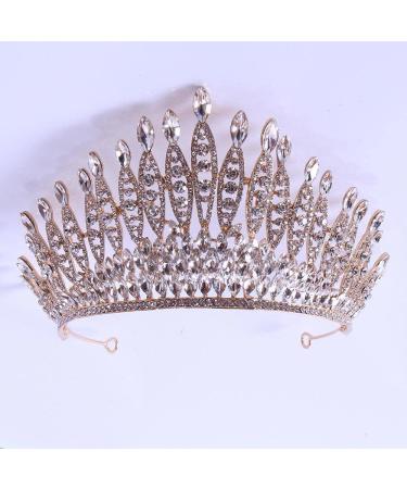 FASNAHOK Large Gold Tiaras and Crowns for Women Crystal Tiara Prom Queen Crown 21 Birthday Tiaras Bridal Headpieces for Wedding with Rhinestone