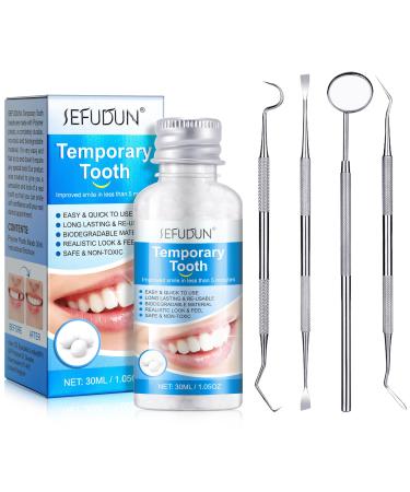 Tooth Filling Repair Kit Temporary Tooth Filling Tooth Repair Kit with 4 Dental Tools Re-Usable Safe False Teeth for Temporary Filling Fixing Missing Broken Tooth