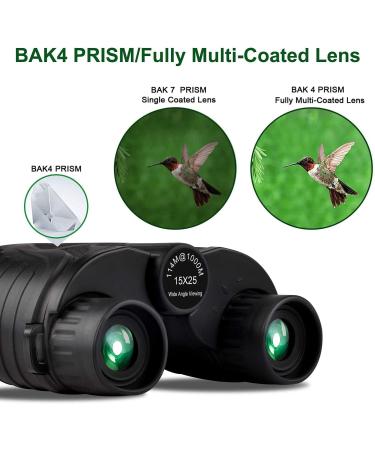 15x25 Waterproof Binoculars for Adults & Kids | Low Light Night Vision | Durable & Clear for Outdoor Sports, Concerts, Bird Watching - Black - Buy Online on GoSupps.com