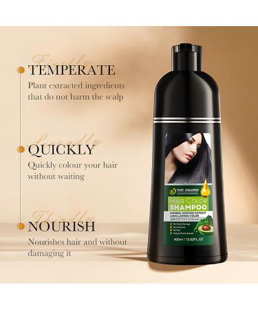 HOUSN Black Hair Dye Shampoo black hair shampoo 3in1 color shampoo against gray hair gray coverage and care in one nourishing hair color shampoo for dry hair shampoo against gray hair 400 ml - Buy Online on GoSupps.com