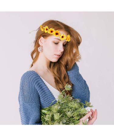Minkissy Daisy Flower Headband Sunflower Hair Wreath Bridal Headpiece for Summer Wedding Beach ( Yellow ) Yellow2 - Buy Online on GoSupps.com
