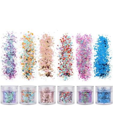 18 Boxing Holographic Chunky Glitter Iridescent Sequins for Body Face Hair & Nail Art Mixed Color Cosmetic Festival Flakes - Buy Online on GoSupps.com