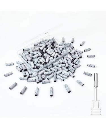 Sanding Bands for Nail Drill Nail Drill Bits Set Corfulra Newest Small Sanding Bands with Mandrel Bit 100 pcs 180 Fine Grits for Natural Nail Nail Accessories of Nail Tech Must Haves White