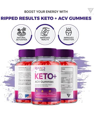 Fyvus Ripped Results Keto ACV Gummies - 2 Pack 1000MG Apple Cider Vinegar Supplement for Weight Loss & Energy - Advanced Keto + Folic Acid (120 Gummies - Buy Online on GoSupps.com