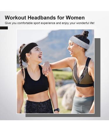 2 Pcs Non-Slip Yoga Headbands for Women - Elastic Cloth Neutral Workout Headbands (Black & Gray) - Buy Online on GoSupps.com