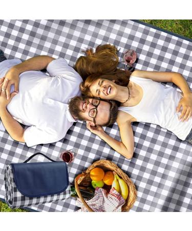 RUIBOLU Large Beach Blanket - Sandproof, Waterproof & Quick Drying Picnic Mat for Travel, Camping & Outdoor Activities - Dark Blue Plaids - Buy Online on GoSupps.com