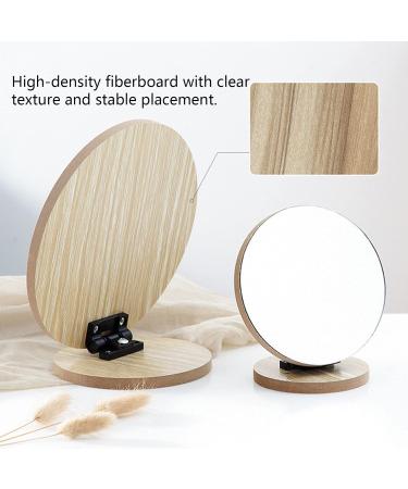 YOOMEISHALY Wooden 360-degree Rotating Desk Makeup Mirror - Portable Single-Sided Design for Bedroom & Bathroom - Buy Online on GoSupps.com