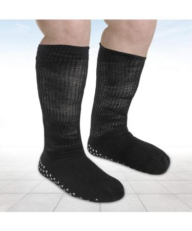 2 Pair Black Lymphedema Socks | Over Calf, 21 Girth | Stretches for Swollen Feet - Buy Online on GoSupps.com