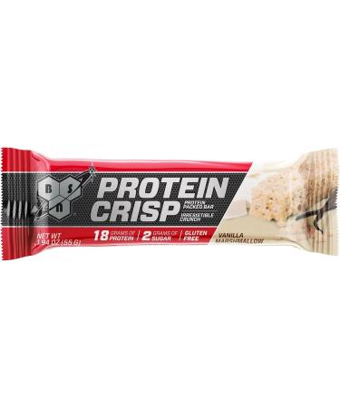 BSN Protein Crisp Bar by Syntha-6 Low Sugar Whey Protein Bar 20g of Protein Vanilla Marshmallow 12 Count (Packaging may vary) - Buy Online on GoSupps.com