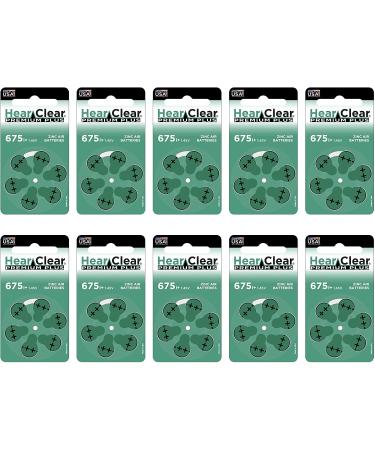 HearClear Size 675P Cochlear Implant Hearing Aid Batteries Green Tab (60 Batteries) 60 Count (Pack of 1) Size 675p - Implant