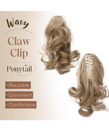 TESS Claw Clip in Ponytail Hair Extensions 12 Inches Curly Wavy Ponytail Extension #24 Natural Blonde Hair Extensions Clip in Ponytail Blond for Women 110g - Buy Online on GoSupps.com
