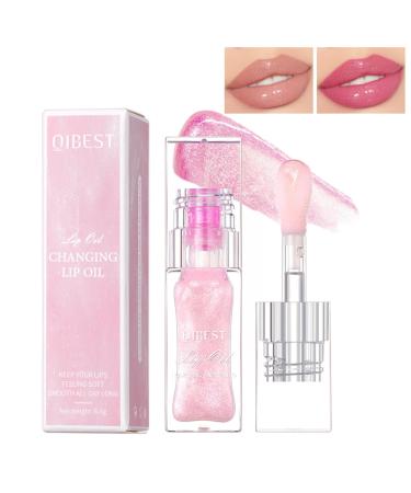 Sulily Magic Color Changing Moisturizing Lip Glow Oil Plumping Glimmer Big Brush Color Changing Lip Oil Long Lasting Nourishing Lip Glow Oil Non-sticky Fresh Texture Lip Gloss Lip Balm Pink 1 Fl Oz (Pack of 1)