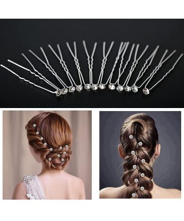 Tuoco Wedding Hairpins - 80 PCs U-Shaped Hair Accessories with Crystal & Pearl Flowers for Bridal Hairstyles - Buy Online on GoSupps.com