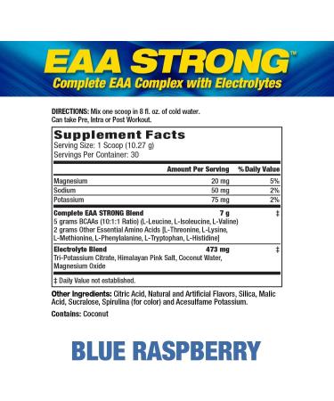 Buy Maximum Human Performance MHP EAA Strong - All 9 Essential Amino Acids BCAAs & Electrolytes Blue Raspberry Flavor 1.2 lb - International Shipping Available - Buy Online on GoSupps.com