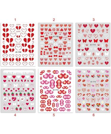 DIY Manicure Love Heart Flowers Nail Art Nail Stickers Pink Bow-knot Nail Decals Strawberry(2) - Buy Online on GoSupps.com