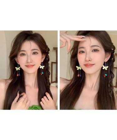 Feylie Elegant Yellow Butterfly Pendant Earrings | Stylish Acrylic Dangle Earrings for Women & Girls - Buy Online on GoSupps.com