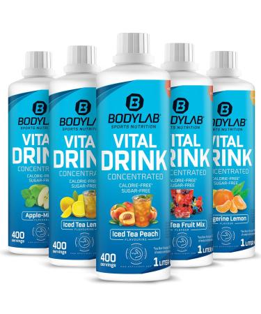 BODYLAB24 Vital Drink Concentrated Eisistee Peach 1000ml | Sugar-Free Beverage Concentrate with Vitamins & L-Carnitine | Low-Calorie Sports Drink - Buy Online on GoSupps.com
