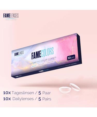 Famecolors Contour Gray Daily Colored Contact Lenses - Natural Gray-Blue Opaque & Non-Prescription - 5 Pairs - Buy Online on GoSupps.com