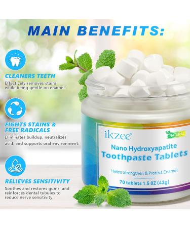 70 Mint Chewable Toothpaste Tablets - Eco-Friendly Nano Hydroxyapatite for Sensitive Teeth - Travel-Friendly & Effective Mouthwash Alternative - Buy Online on GoSupps.com