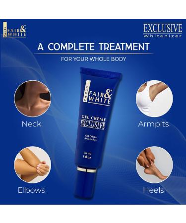 FAIR & WHITE Exclusive Skin Brightening Gel Cream 1 fl oz / 30ml For Face Body Underarms Neck Knees Even Skin Tone - Buy Online on GoSupps.com