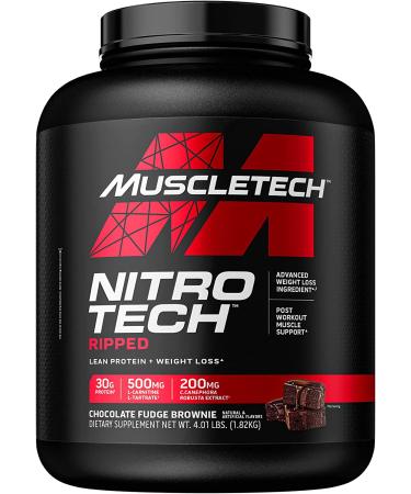 Protein Powder for Weight Loss | MuscleTech Nitro-Tech Ripped | Lean Whey Protein Powder | Whey Protein Isolate | Weight Loss Protein Powder for Women & Men | Chocolate, 4 lbs (42 Servings) Chocolate Fudge Brownie 4 Pound 