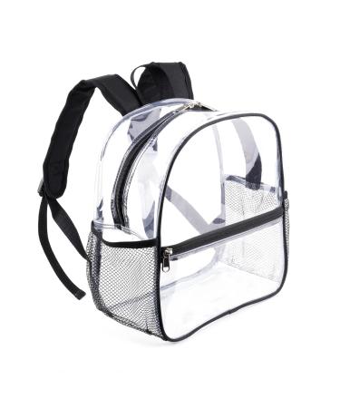Fomaris Mini Clear Backpack 12x12x6 Stadium Approved Clear Backpacks Small Plastic Transparent Backpack for Sports Event Concert (Black) - Buy Online on GoSupps.com